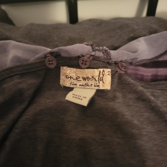 Plus Size Ruffle Short Sleeve Solid Knit Top with Attached Fringe Tassel Scarf - Picture 7 of 11